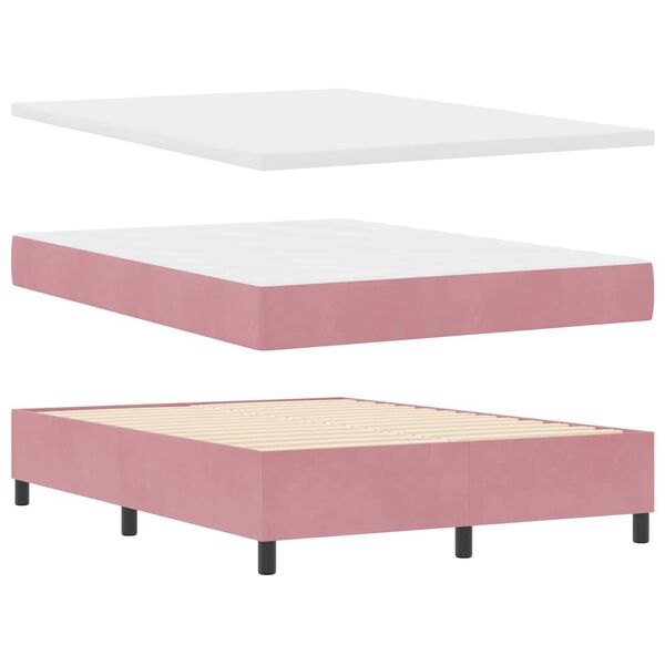 vidaXL Lit &agrave; ressorts avec matelas Rose 160 x 200 cm Velours