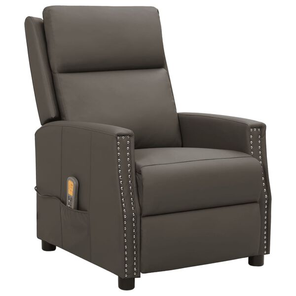 vidaXL Fauteuil de massage Gris Similicuir