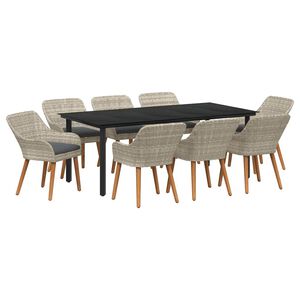 vidaXL Ensemble de salle &agrave; manger pour jardin 9 pcs Gris clair