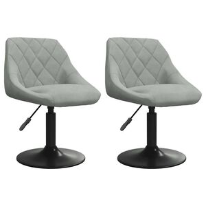 vidaXL Chaises pivotantes &agrave; manger lot de 2 Gris clair Velours