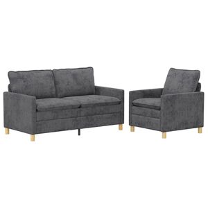 vidaXL Ensemble de Canap&eacute;s 2 pc Gris fonc&eacute; Polyester