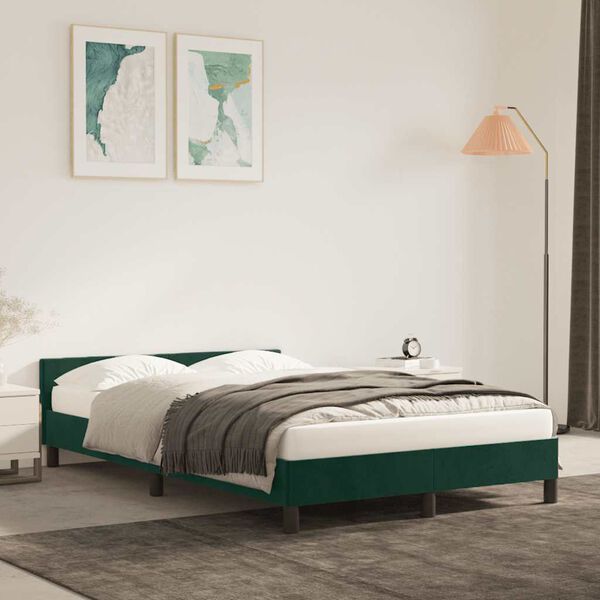 vidaXL Cadre de lit sans matelas vert fonc&eacute; 120x200 cm velours