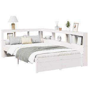 vidaXL Lit biblioth&egrave;que sans matelas blanc 90x190cm bois de pin massif