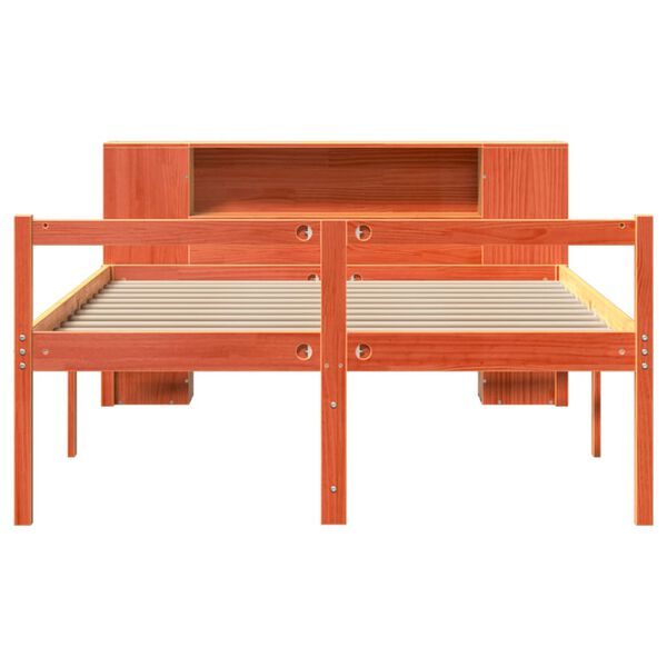 vidaXL Lit biblioth&egrave;que sans matelas cire marron 140x190cm bois massif