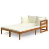 vidaXL Chaises longues et coussins blanc cr&egrave;me lot de 2 bois d'acacia