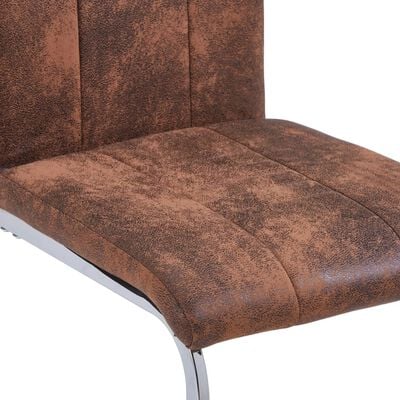 vidaXL Chaises à manger cantilever lot de 2 marron similicuir daim