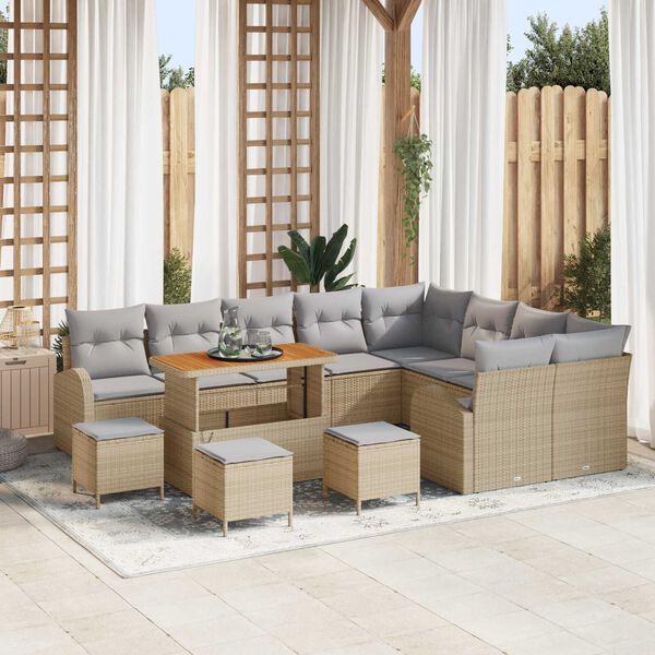 vidaXL Ensemble de canap&eacute; de jardin 13 pcs Beige et Gris clair