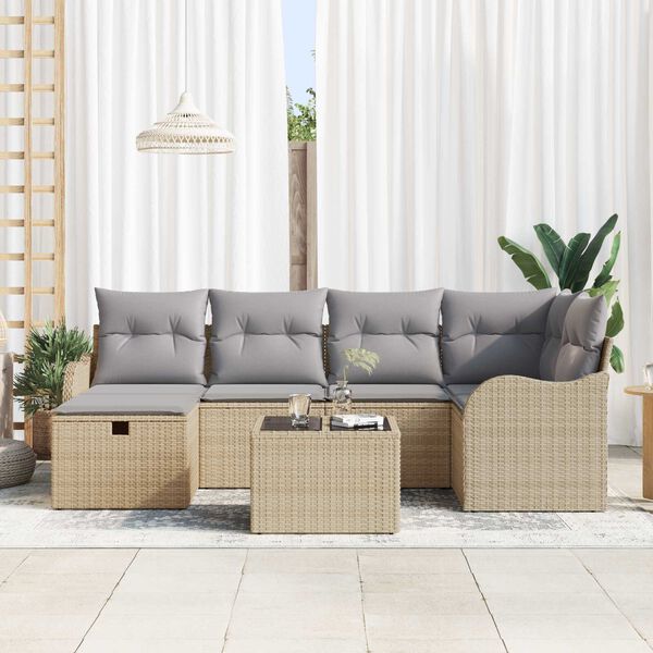 vidaXL Ensemble de canap&eacute; de jardin 7 pcs beige et gris clair