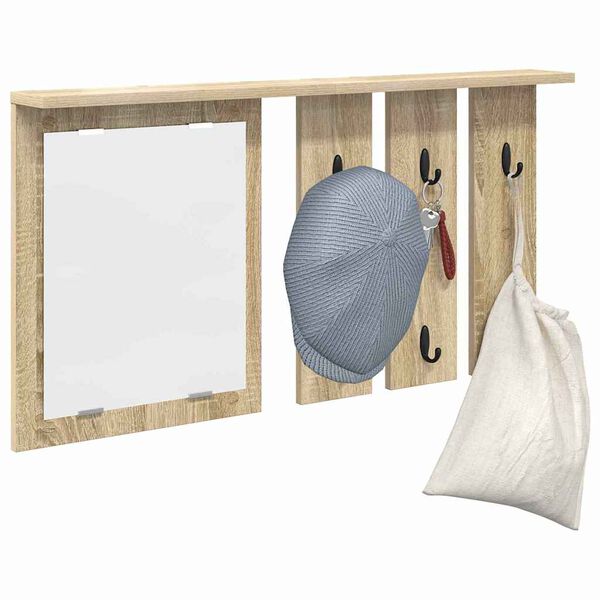 vidaXL Porte-manteau mural avec &eacute;tag&egrave;re Ch&ecirc;ne sonoma 85 x 10 x 45 cm