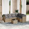 vidaXL Salon de jardin avec coussins 7 pcs beige r&eacute;sine tress&eacute;e
