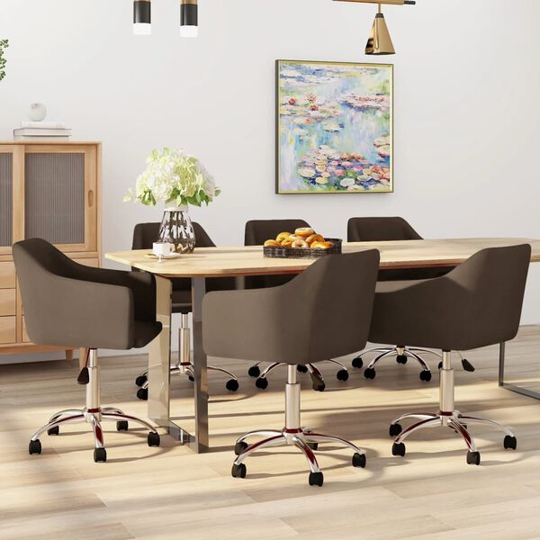 vidaXL Chaises pivotantes &agrave; manger lot de 6 marron fonc&eacute; tissu