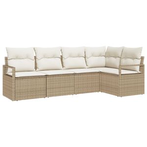 vidaXL Ensemble de canap&eacute; de jardin avec coussin 5 pcs Beige et cr&egrave;me
