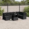 vidaXL Salon de jardin 9 pcs avec coussins noir r&eacute;sine tress&eacute;e