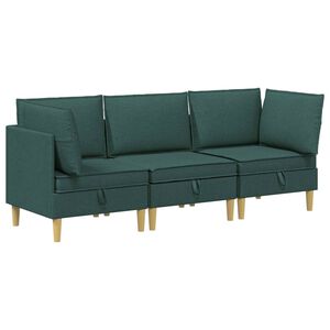 vidaXL Canap&eacute; modulaire avec rangement 3 pc Vert fonc&eacute; Tissu