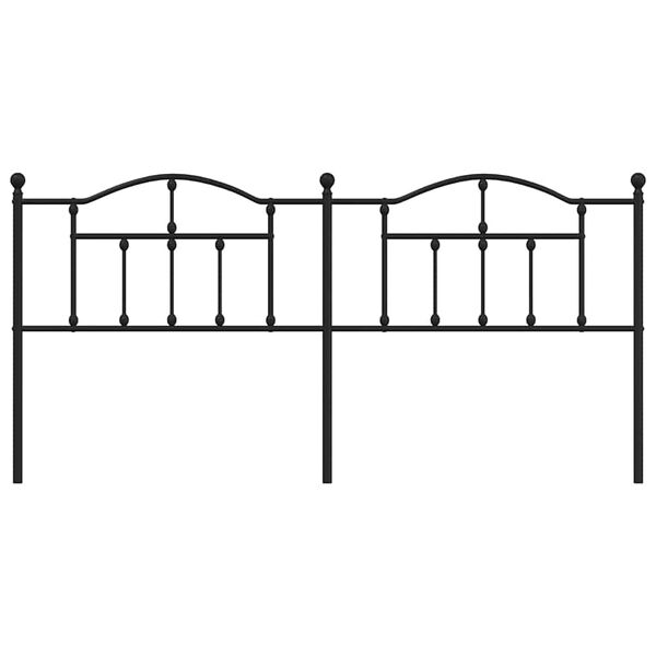 vidaXL T&ecirc;te de lit m&eacute;tal noir 193 cm