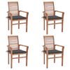 vidaXL Chaises &agrave; manger lot de 4 avec coussins anthracite Bois de teck