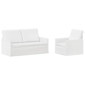 vidaXL Ensemble de Canap&eacute;s 2 pcs Blanc Tissu