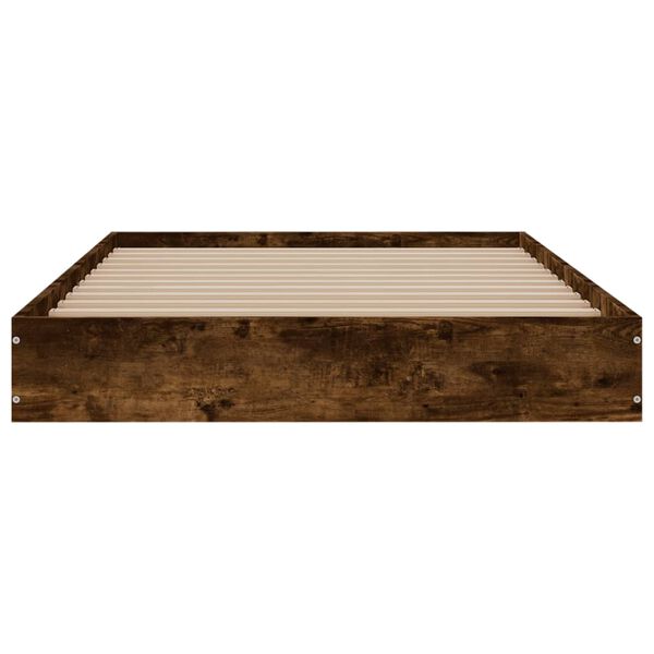 vidaXL Cadre de lit sans matelas ch&ecirc;ne fum&eacute; 100x200 cm bois ing&eacute;nierie