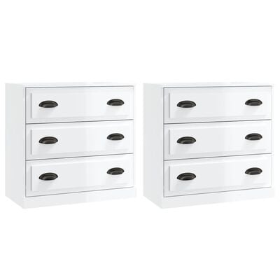 vidaXL Buffets 2 pcs blanc brillant bois d'ingénierie