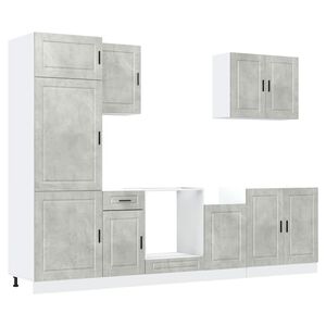 vidaXL Ensemble de 7 meubles de cuisine "Porto" en bois d'ing&eacute;nierie gris b&eacute;ton