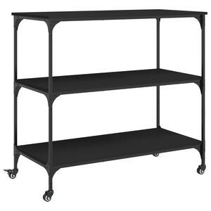 vidaXL Chariot de cuisine noir 102x50x95 cm bois d'ing&eacute;nierie
