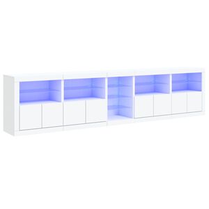 vidaXL Buffet avec lumi&egrave;res LED blanc 283x37x67 cm