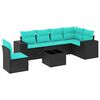 vidaXL Ensemble de canap&eacute; de jardin 7 pcs avec coussins noir r&eacute;sine tress&eacute;e