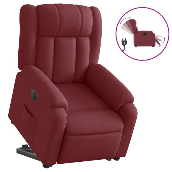 vidaXL Fauteuil inclinable &eacute;lectrique rouge bordeaux tissu
