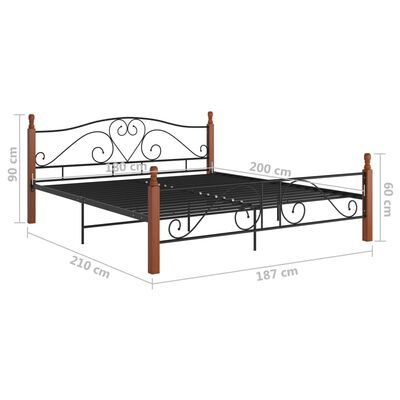 vidaXL Cadre de lit sans matelas noir métal 180x200 cm