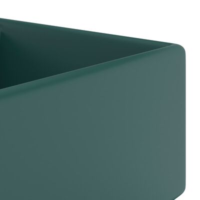 vidaXL Lavabo carré à trop-plein Vert foncé mat 41x41 cm Céramique