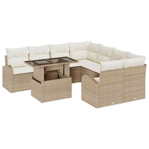 vidaXL Ensemble de canap&eacute; de jardin 9 pc Beige polyrotin