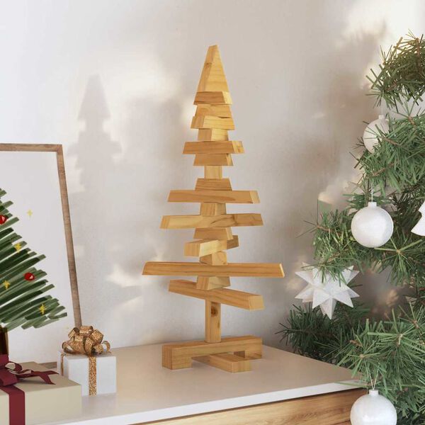 vidaXL Arbre de No&euml;l en bois Marron 60 cm Bois massif en pin