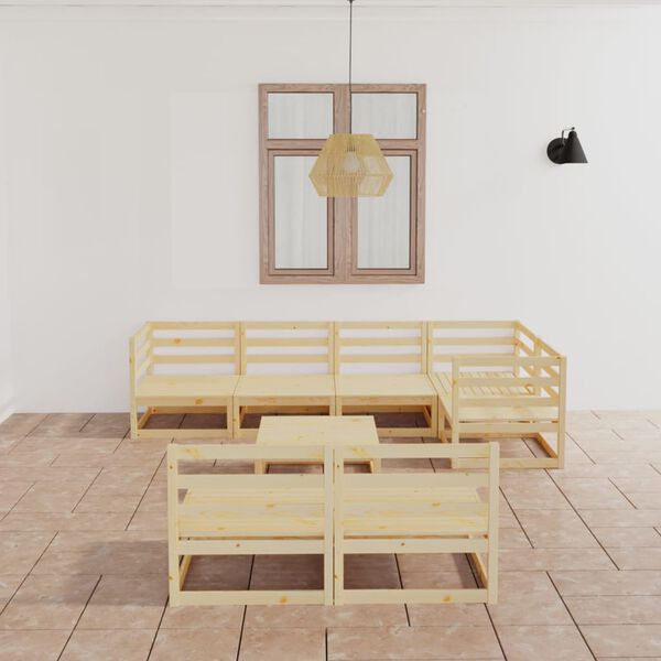 vidaXL Salon de jardin 8 pcs Bois de pin massif