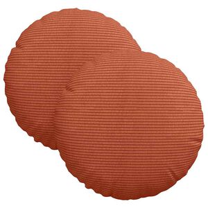 vidaXL Coussins de si&egrave;ge 2 pc Tissu en velours c&ocirc;tel&eacute; Rouge orange