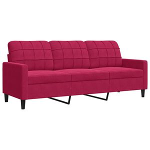 vidaXL Canap&eacute; &agrave; 3 places Rouge bordeaux 180 cm Velours