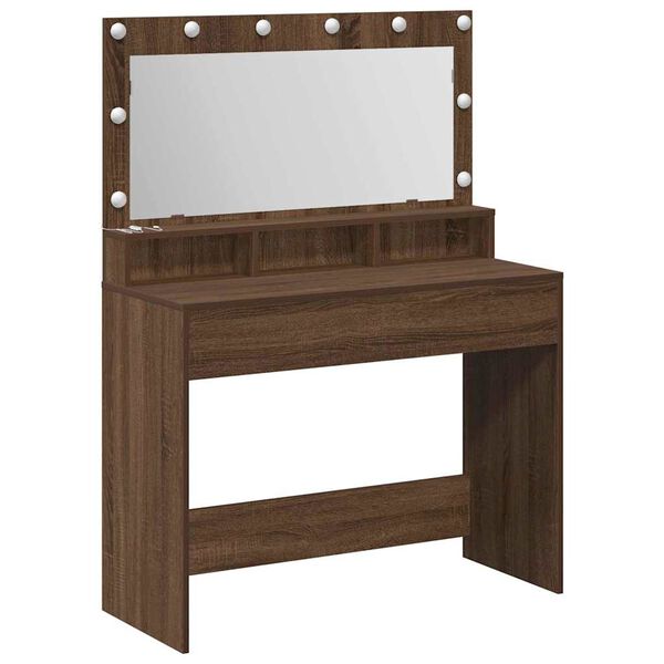 vidaXL Table de Toilette avec &eacute;tag&egrave;re Ch&ecirc;ne brun 100 x 41 x 135 cm