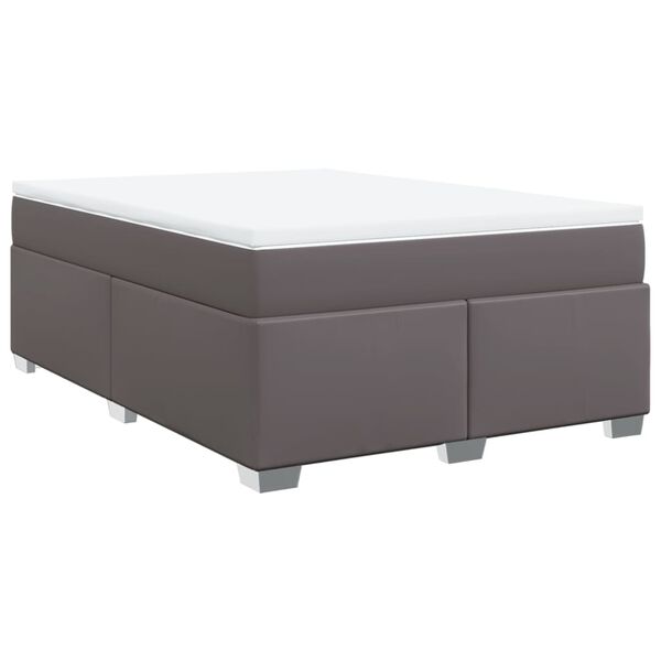 vidaXL Sommier &agrave; lattes de lit avec matelas Gris 140x200 cm Similicuir