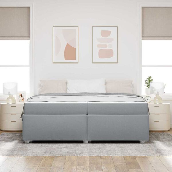 vidaXL Cadre de lit avec matelas Gris clair 200 x 200 cm tissu