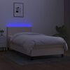vidaXL Sommier &agrave; lattes de lit avec matelas LED Cr&egrave;me 90x200 cm Tissu