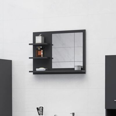 vidaXL Miroir de salle de bain Gris 60x10,5x45 cm Aggloméré