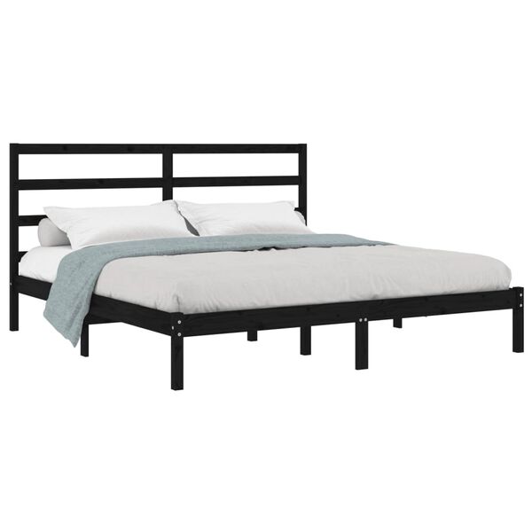 vidaXL Cadre de lit sans matelas noir 200x200 cm bois massif de pin