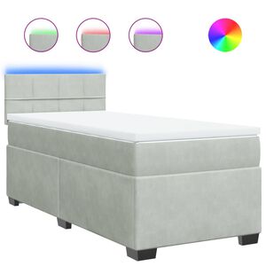 vidaXL Sommier &agrave; lattes de lit et matelas Gris clair 80x200 cm Velours