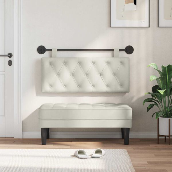 vidaXL T&ecirc;te de lit suspendue Cr&egrave;me 110 x 55 x 7 cm Velours