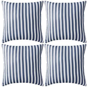 vidaXL Oreiller d'ext&eacute;rieur lot de 4 Impression rayure 45 x 45 cm Bleu