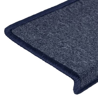 vidaXL Tapis d'escalier 15 pcs 65x21x4 cm Gris et bleu