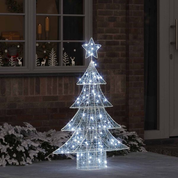 vidaXL Sapin de No&euml;l avec 100 LED Blanc froid 120 cm Acrylique