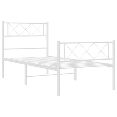 vidaXL Cadre de lit métal sans matelas et pied de lit blanc 100x200 cm