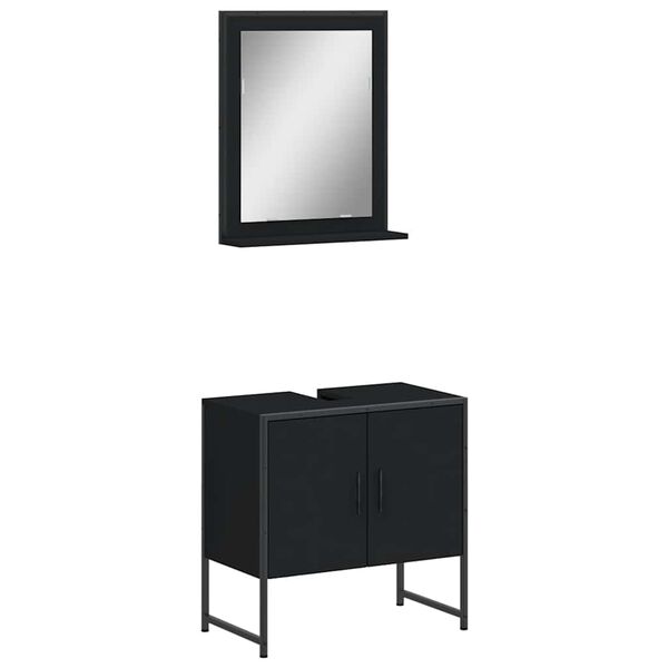 vidaXL Ensemble d'armoires de salle de bain 2 pcs noir bois ing&eacute;nierie