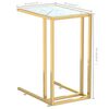 vidaXL Table d'appoint ordinateur Marbre blanc 50x35x65cm Verre trempé
