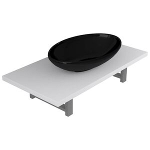 vidaXL Meuble de salle de bain en deux pi&egrave;ces C&eacute;ramique Blanc